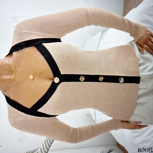 New Women's Casual Contrast Color Blocking Button Front Sweater New